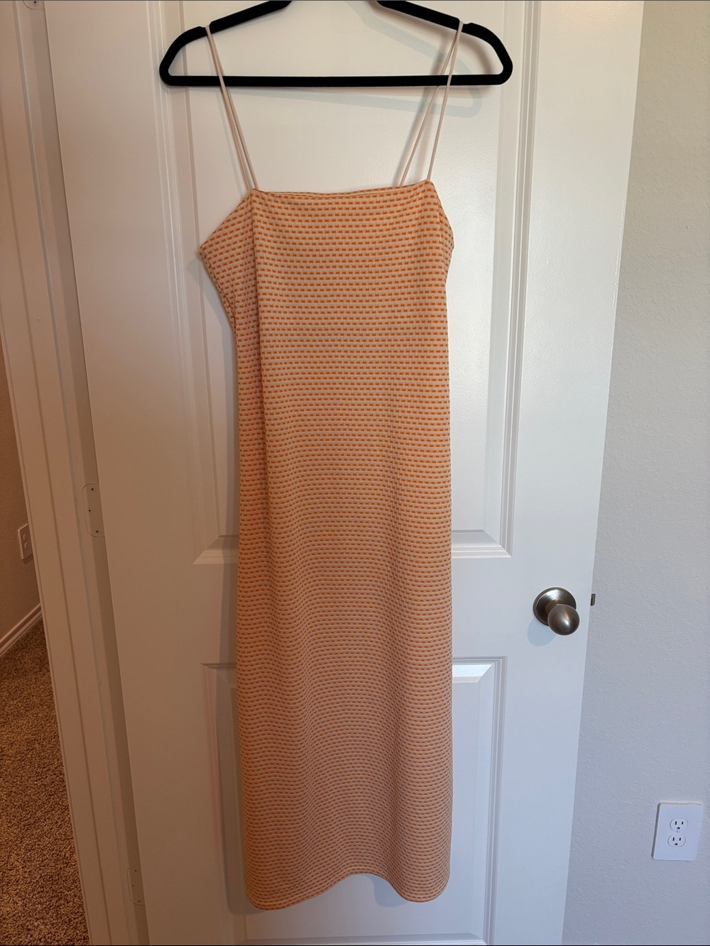 Zara Orange Knit Midi Slip Dress